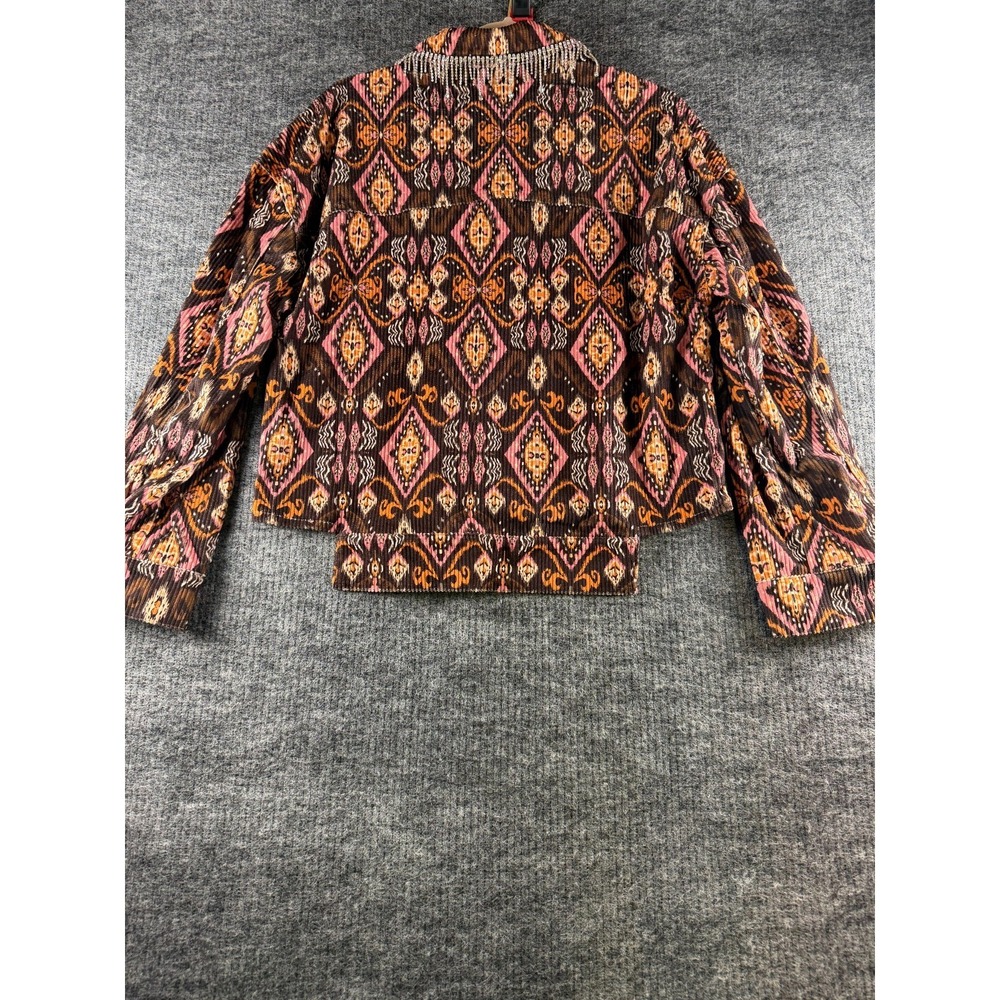 Savanna Jane Rhinestone Fringe Collar Jacket Shacket Multi Color Size Small - Picture 3 of 6